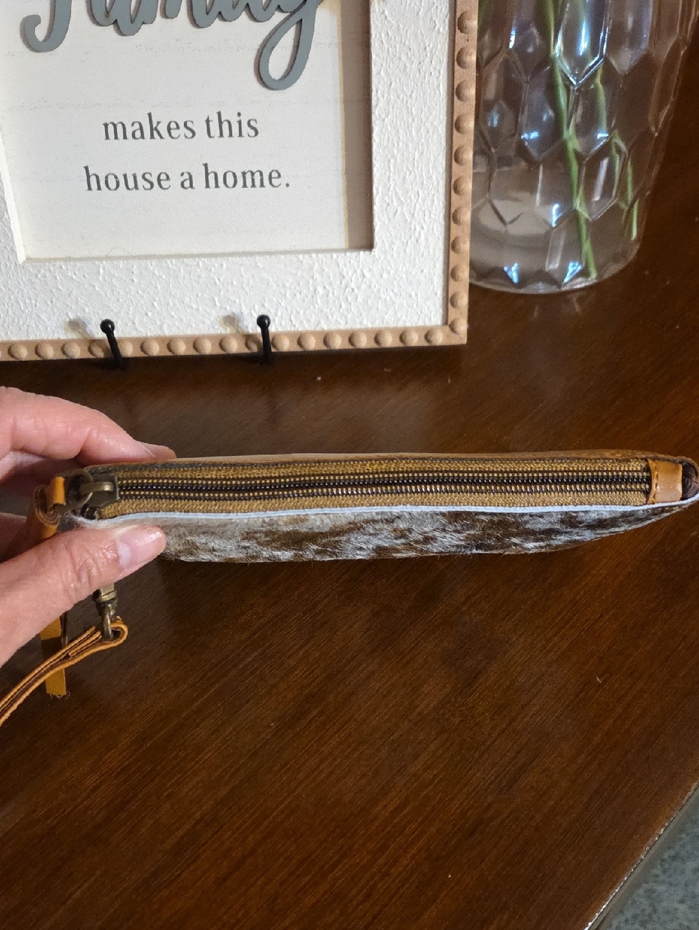Handcrafted Genuine Leather Wristlet NWOT - Picture 7 of 11